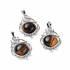 Natural Tiger Eye Pendants G-P496-05P-14-1