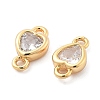 Brass Clear Cubic Zirconia Connector Charms KK-G516-11G-2