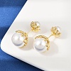 Round Brass Stud Earrings EJEW-H154-03G-1