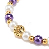 Alloy Gender Symbol & Glass Round Beaded Stretch Bracelet for Women BJEW-JB08511-01-4