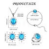 Cubic Zirconia Oval Pendant Necklace & Link Bracelet & Cuff Ring & Stud Earrings SJEW-SZC0001-01E-2
