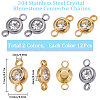 24Pcs 2 Colors 304 Stainless Steel Crystal Rhinestone Connector Charms STAS-SC0006-37-2