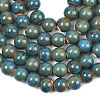 Handmade Fancy Antique Glazed Porcelain Ceramic Round Beads Strands PORC-L019-13mm-09-2