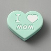 Heart with Word I Love Mom Silicone Beads SIL-WH0001-61C-1