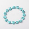 Heart Synthetic Turquoise Stretch Bracelets BJEW-JB02066-01-1