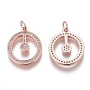 Brass Micro Pave Clear Cubic Zirconia Pendants ZIRC-Z008-16RG-2