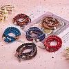 5Pcs 5 Style Wood & Glass Seed & Acrylic Beaded Stretch Bracelets Set with Baseball JB709B-3