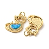 Brass Micro Pave Cubic Zirconia with Synthetic Opal Pendants KK-D096-04A-G-2