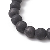 Natural Shungite & Cultured Freshwater Pearl Round Beaded Stretch Bracelets for Women BJEW-JB13321-02-4