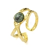 Ion Plating(IP) Round Natural African Jade Finger Rings RJEW-H233-01G-05-2