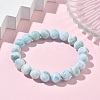 Round Natural Hemimorphite Beaded Stretch Bracelets for Men Women BJEW-B136-01C-2