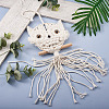 Crafans Owl Cotton Rope & Wood Beads Wind Chime Pendant HJEW-CF0001-05-9