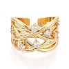 Brass Micro Pave Clear Cubic Zirconia Open Cuff Rings KK-T079-61G-2
