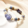 Handmade Porcelain Beads & Synthetic Howlite Beads Stretch Bracelets for Women LS-BJEW-D307-01C-5