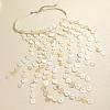 Woven Natural Shell Disc Tassel Bib Necklaces for Women WG912B9-01-2