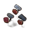 Irregular Rectangle Natural Ruby & Kyanite/Cyanite/Disthene Open Cuff Rings RJEW-M157-18R-1