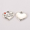 Wedding Theme Antique Silver Tone Tibetan Style Alloy Heart with Step Dad of Bride Rhinestone Charms LS-TIBEP-N005-22E-1
