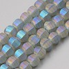 Frosted Plated Glass Beads Strands EGLA-S194-07-4