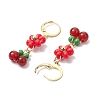 Natural Carnelian Beads & Glass Seed Dangle Hoop Earrings EJEW-MZ00309-05-4