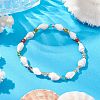 Handmade Glass Seed and Shell Beaded Stretch Bracelets for Women BJEW-JB11302-1