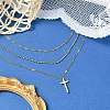 Cross 304 Stainless Steel Pendant Necklaces for Women NJEW-G157-07G-4