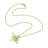 Glass Seed Beads Beaded Star Pendant Necklaces NJEW-MZ00088-03-4