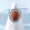 Oval Synthetic Goldstone Finger Rings RJEW-M063-01P-15-2