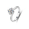 Flat Round Rhodium Plated 925 Sterling Silver Micro Pave Cubic Zirconia Finger Rings for Women WG84544-12-4