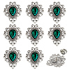 8Pcs Teardrop Zinc Alloy & Glass Lapel Pin Backs for Clothes JEWB-PH0001-90B-1