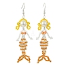 Copper Wire with Glass Beads Dangle Earrings EJEW-MZ00816-02-2