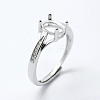 Anti-Tarnish Rhodium Plated 925 Sterling Silver Finger Ring Components STER-G027-17P-1