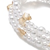 Glass & ABS Plastic Imitation Pearl Beaded Multi-srand Bracelets BJEW-JB12321-01-3
