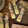 4Pcs 4 Styles Brass & Iron Enamel Bookmarks with Chain AJEW-SP0002-23C-3