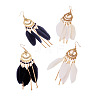 2Pairs 2 Colors Feather Chandelier Earrings EJEW-TA0001-81E-2