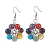 Natural & Synthetic Mixed Gemstone Beaded Flower Dangle Earrings & Pendant Necklace SJEW-JS01270-4