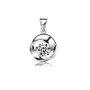 Elegant 925 Sterling Silver Cubic Zirconia Rose Flower Pendant Necklaces NJ3473-1-1