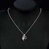 Silver Plated Brass Cubic Zirconia Butterfly Pendant Necklaces NJEW-BB06060-C-5