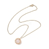 Natural Rose Quartz Copper Wire Wrapped Flower Pendant 304 Stainless Steel Cable Chain Necklaces for Women NJEW-JN05616-02-4