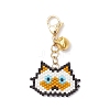 Handmade Glass Seed Beaded  Cat Head Shape Pendants Decorations HJEW-MZ00366-02-2