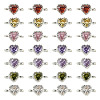 28Pcs 7 Colors Brass Pave Cubic Zirconia Heart Links Connector Charms KK-TA0003-47-1
