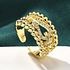 Rack Plating Brass Micro Pave Clear Cubic Zirconia Cuff Finger Rings for Women RJEW-M028-30G-03-4