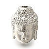 Buddha Head Rack Plating Brass Micro Pave Clear Cubic Zirconia Beads KK-U019-12P-1