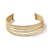 Titanium Steel Hollow Striped Open Cuff Bangles for Women BJEW-G719-07G-2