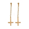 Christian Upside Down Cross 201 Stainless Steel Dangle Stud Earrings EJEW-P314-01B-G-4
