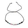 Faceted Round Turquoise & Natural Rose Quartz & Lapis Lazuli Braided Bead Bracelets BJEW-F493-09G-01-2