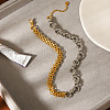 Two Tone 304 Stainless Steel Mixed Link Chain Necklaces WG1584D-01-2