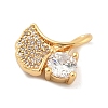 Brass Micro Pave Clear Cubic Zirconia Charms KK-B130-03G-04-2