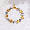 Two Tone Hammered 304 Stainless Steel Bracelets Nuggets Link Chain Bracelets for Women FS-WGBFBF0-03-1