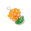 Flower Glass Pendants PALLOY-MZ00805-04-3