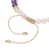 Natural Amethyst & Natural  Rose Quartz & Shell Pearl Round Beaded Braided Bead Bracelets BJEW-JB13392-02-4